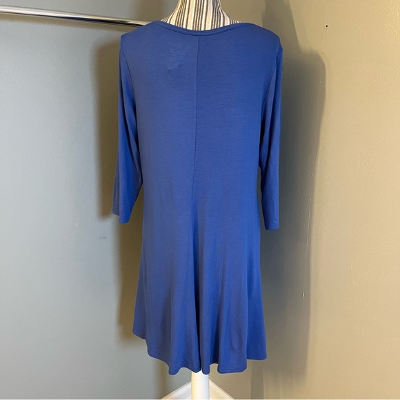 Chicos Womens Aster Blue 1/2 Sleeve Boho Lace Trim Rayon Stretchy Tunic Top Sz 1 - Picture 5 of 15